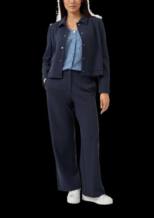 Elastische Stoffhose mit High Rise und weitem Bein