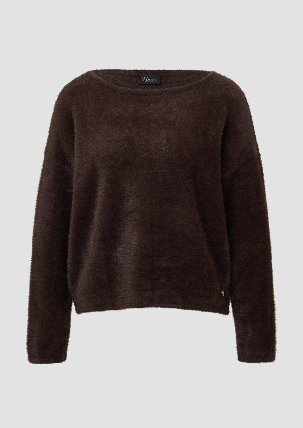 Flauschiger Relaxed-Fit-Pullover mit U-Boot-Ausschnitt