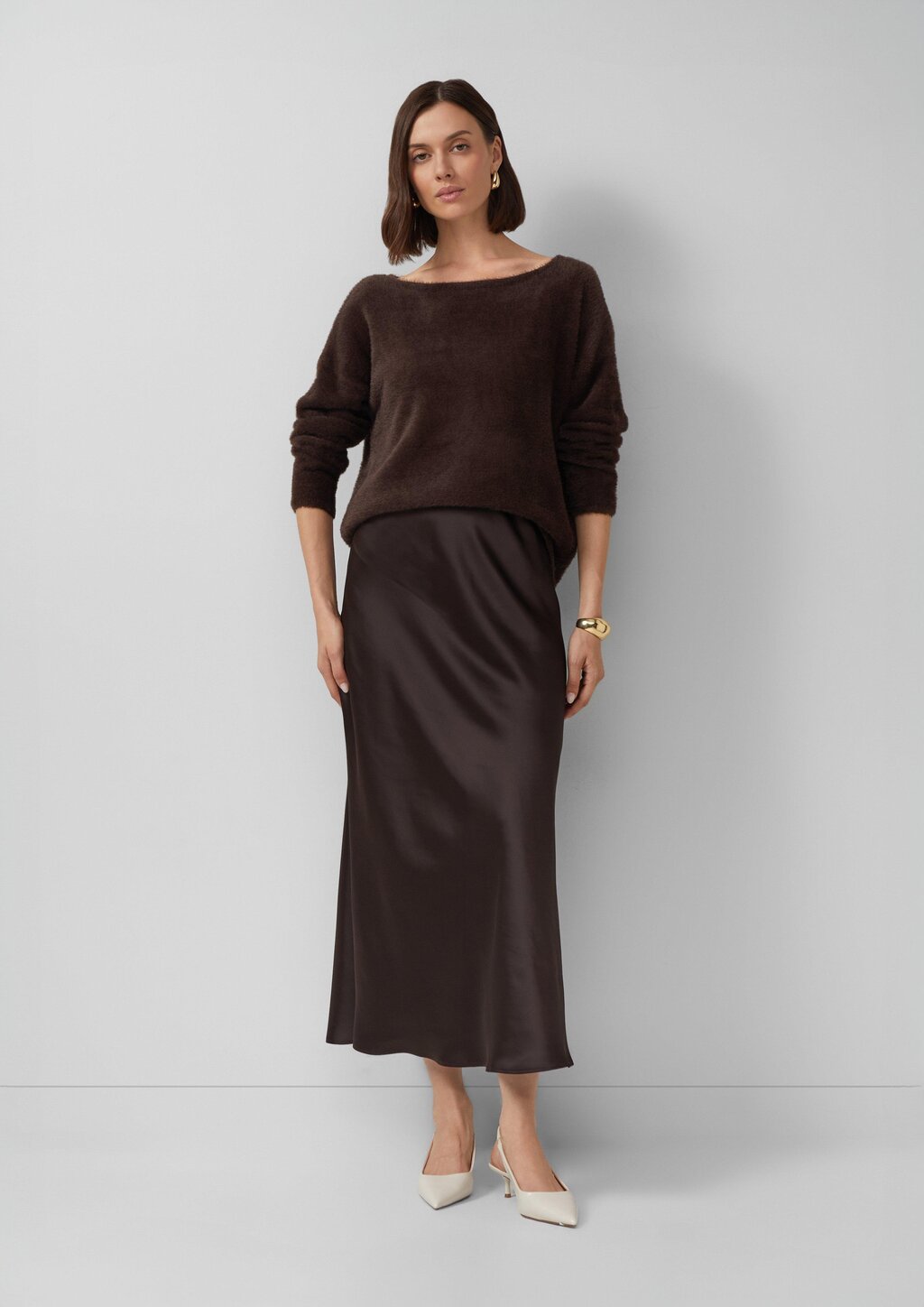 Flauschiger Relaxed-Fit-Pullover mit U-Boot-Ausschnitt