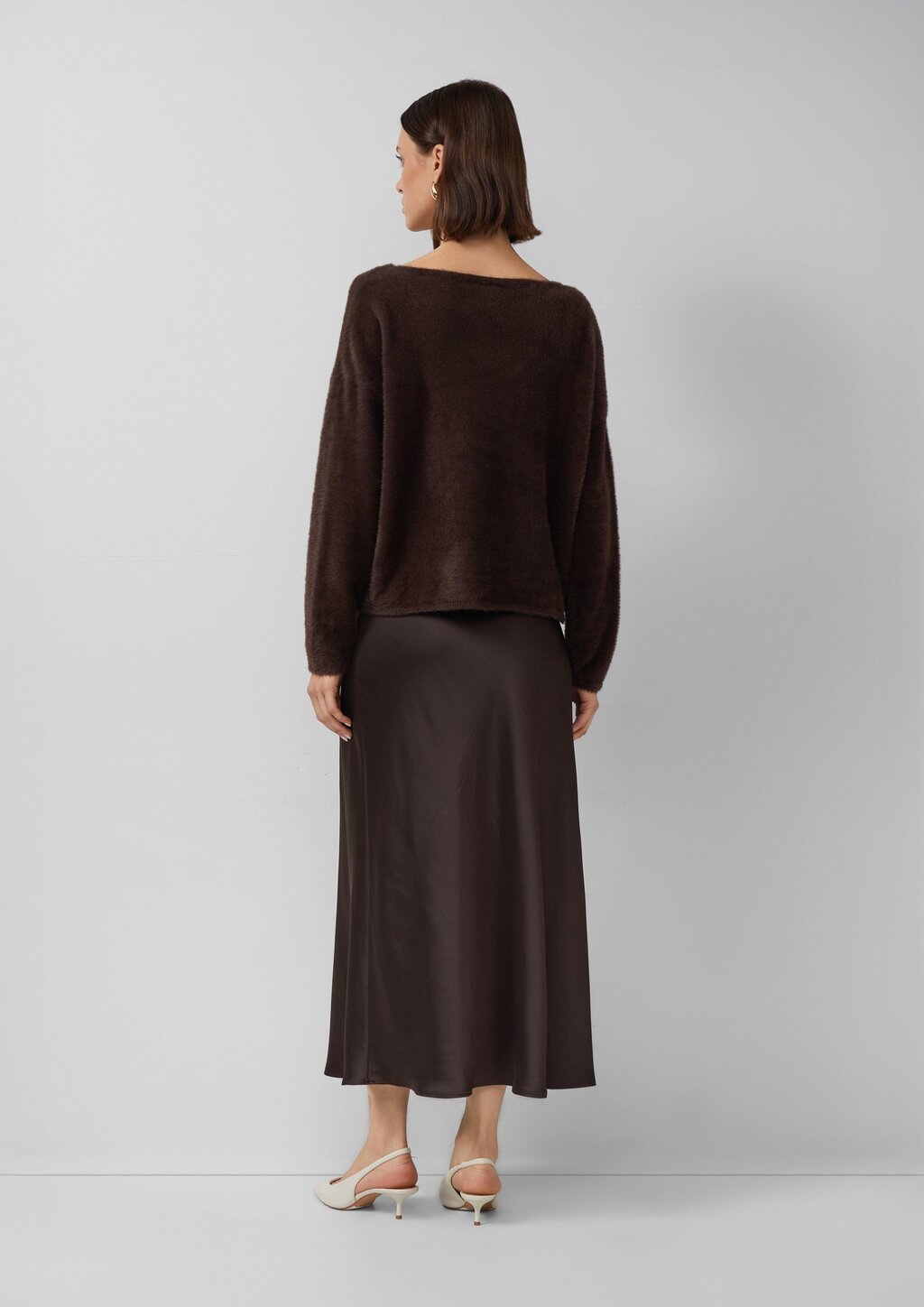 Flauschiger Relaxed-Fit-Pullover mit U-Boot-Ausschnitt