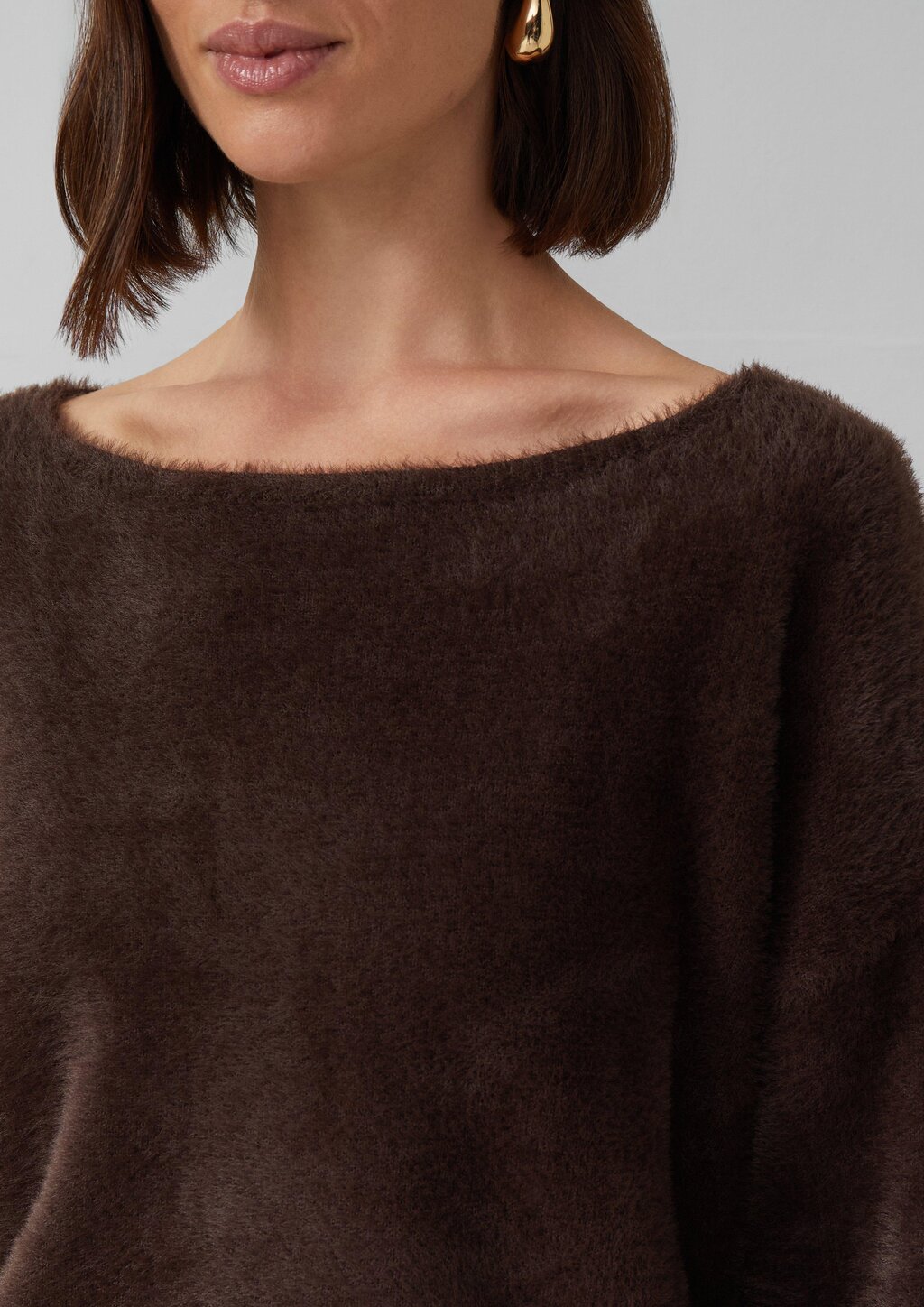 Flauschiger Relaxed-Fit-Pullover mit U-Boot-Ausschnitt