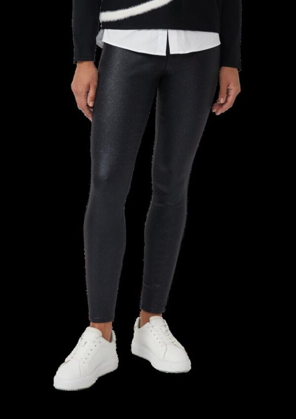 Hose im Skinny Fit mit Glitzer-Coating und seitlichem Reißverschluss