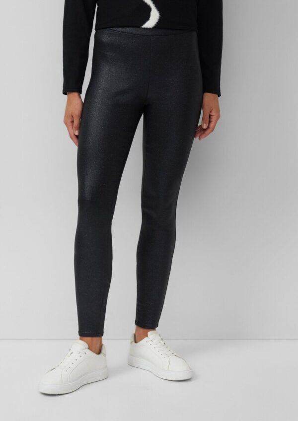 Hose im Skinny Fit mit Glitzer-Coating und seitlichem Reißverschluss