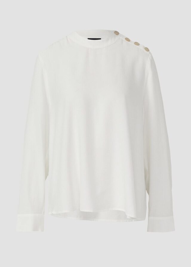 Fließende Viskose-Bluse mit seitlichen Knöpfen