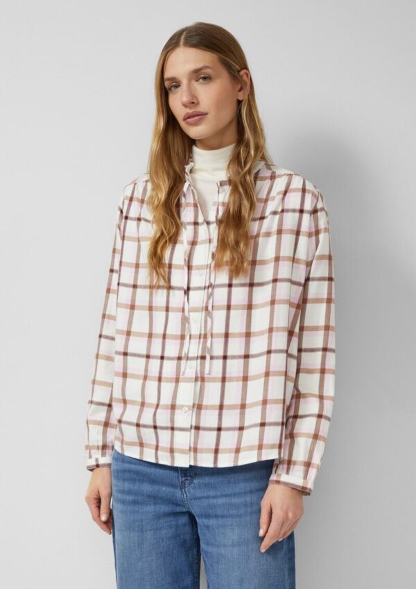 Flanellbluse mit Rüschenkragen