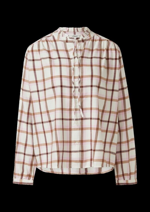 Flanellbluse mit Rüschenkragen