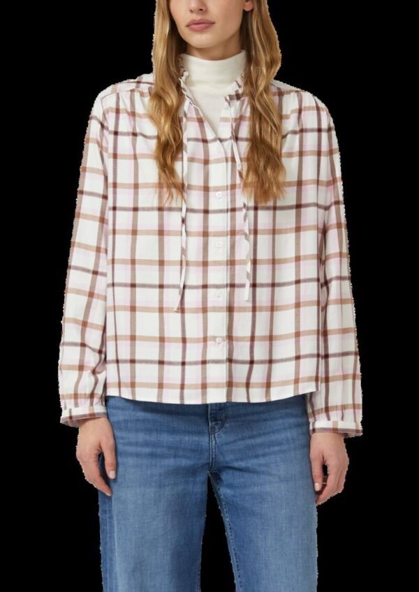 Flanellbluse mit Rüschenkragen