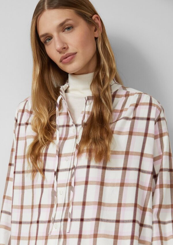 Flanellbluse mit Rüschenkragen