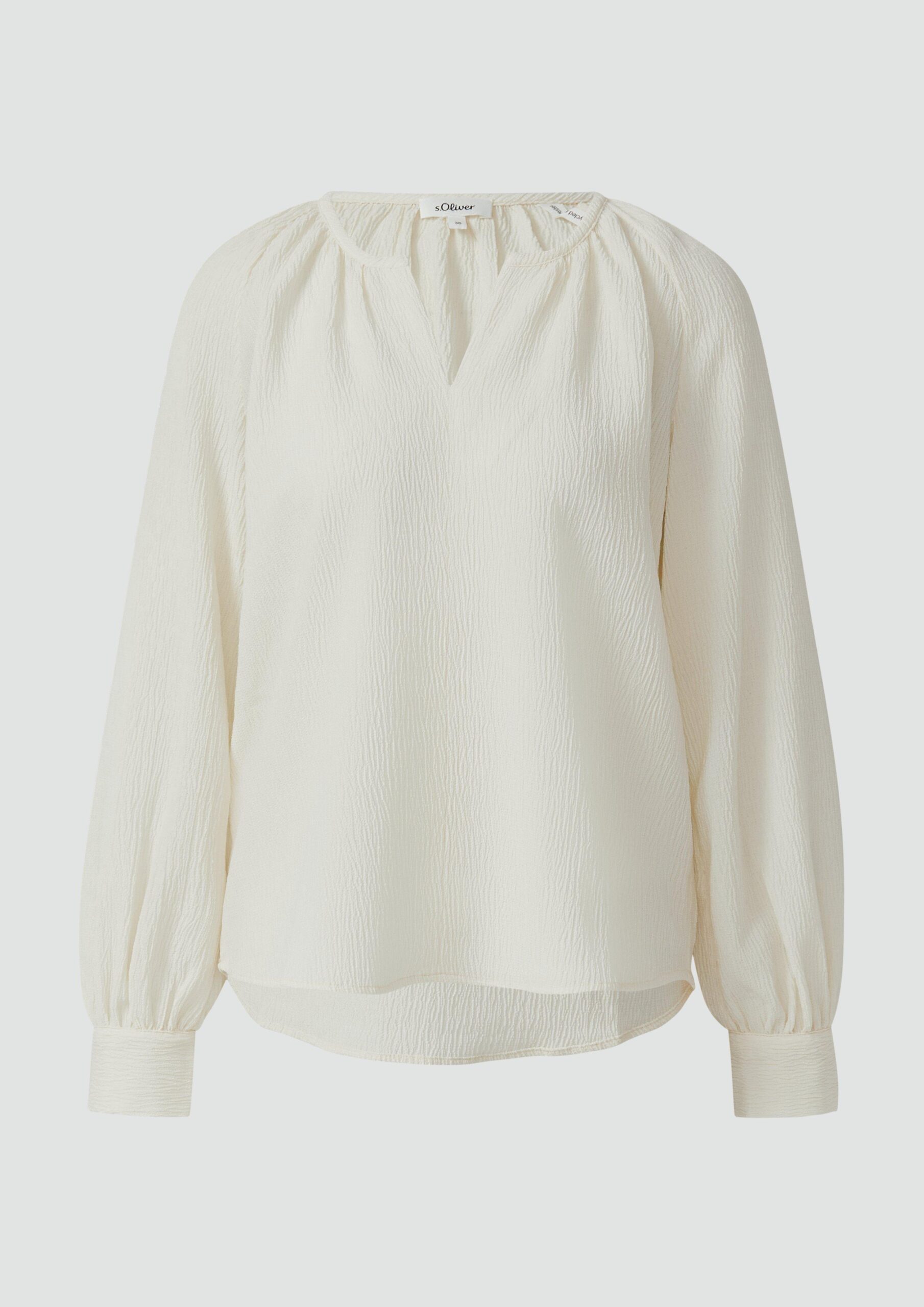 Elastische strukturierte Bluse mit weitem Arm