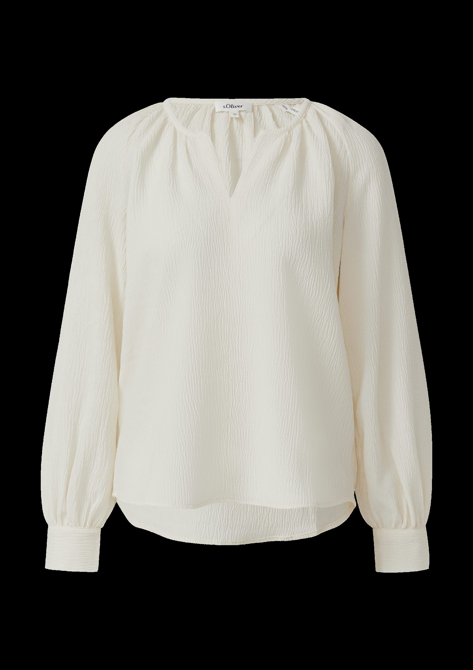 Elastische strukturierte Bluse mit weitem Arm