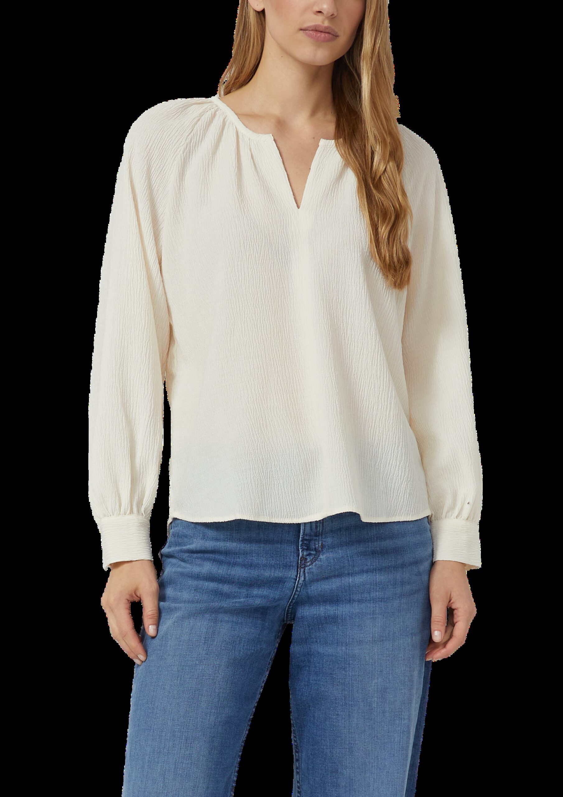 Elastische strukturierte Bluse mit weitem Arm