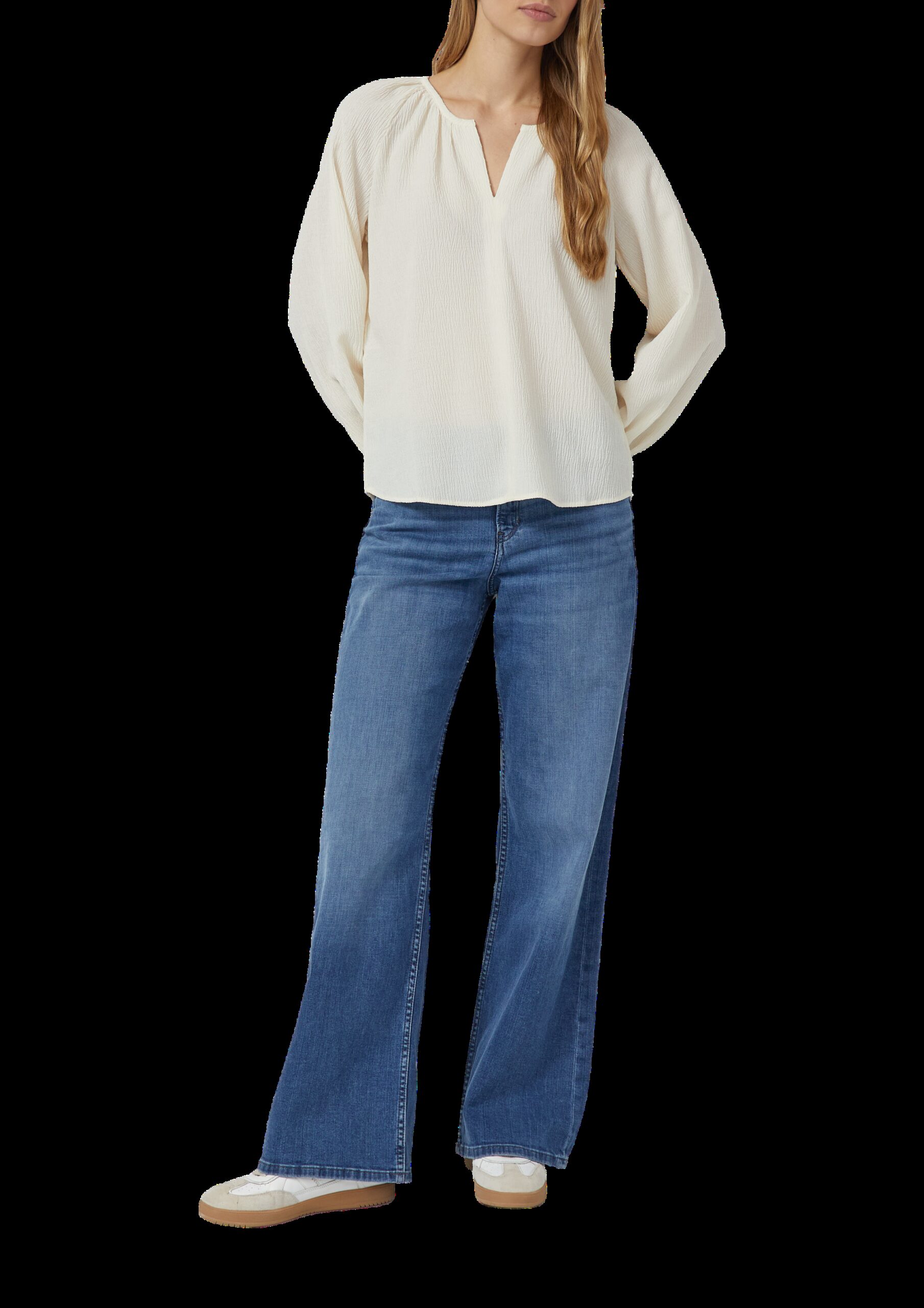 Elastische strukturierte Bluse mit weitem Arm