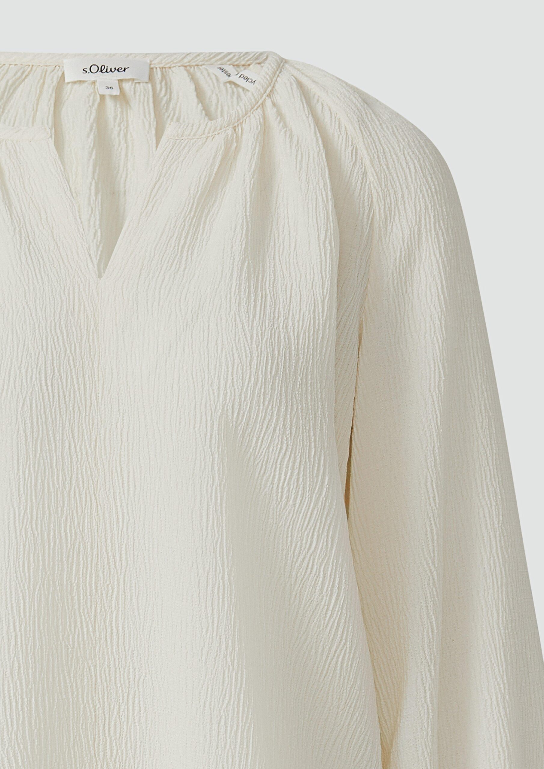Elastische strukturierte Bluse mit weitem Arm