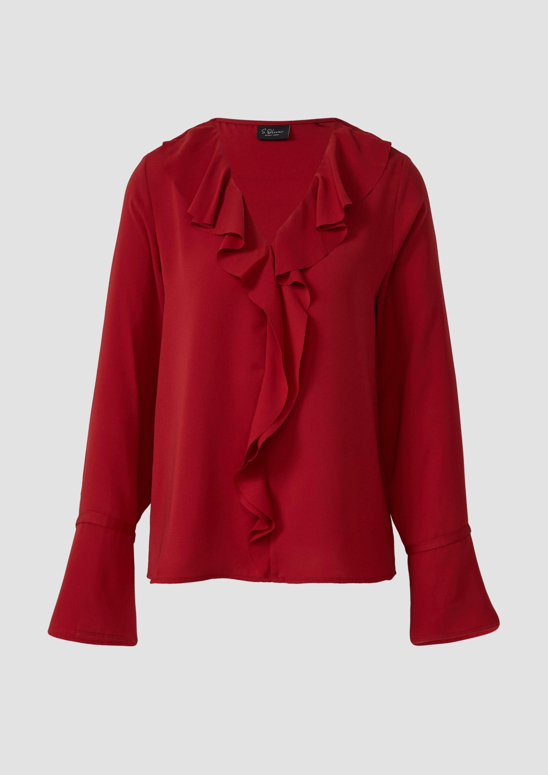 Volant-Bluse mit langen Ärmeln und Manschetten-Detail