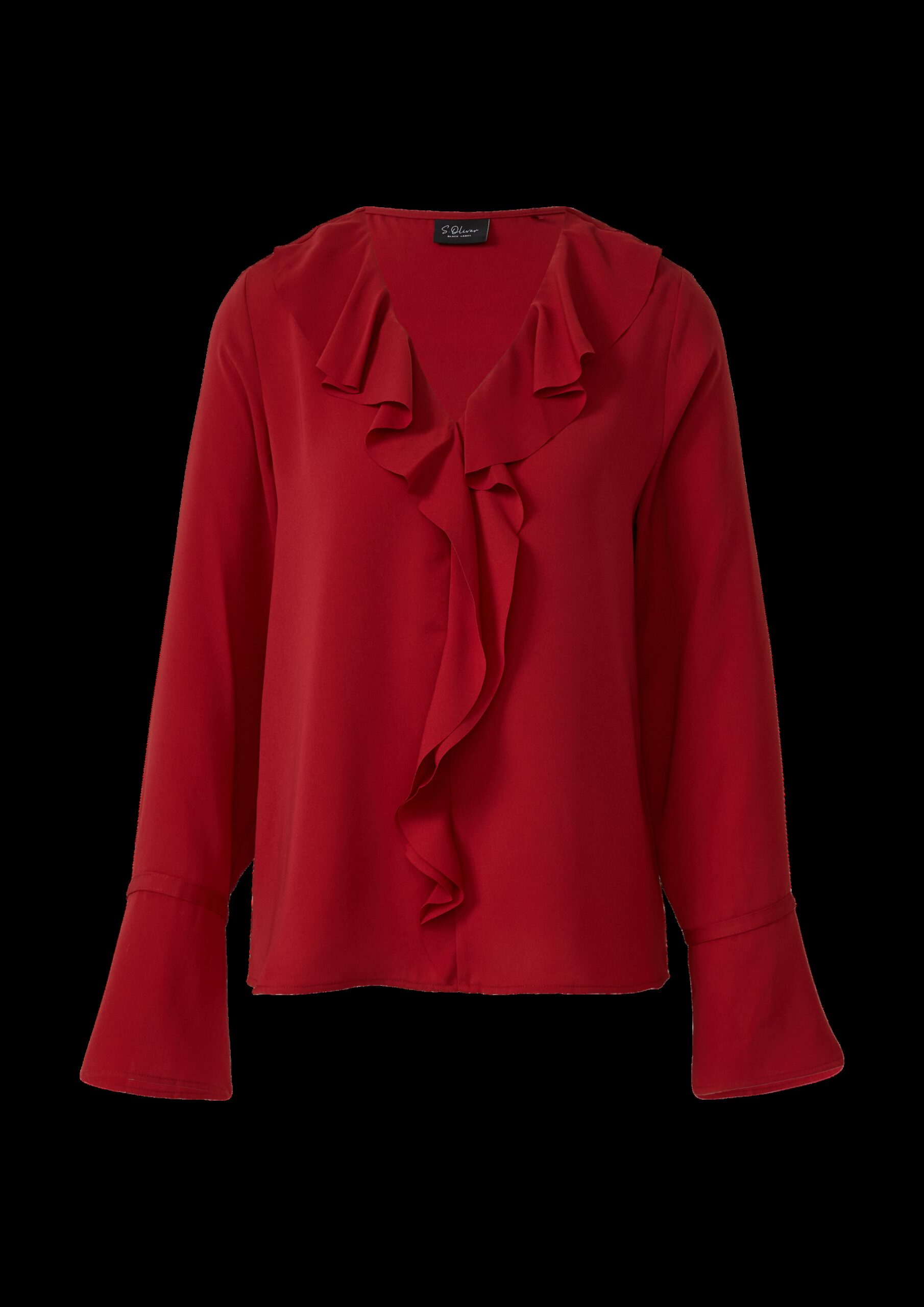 Volant-Bluse mit langen Ärmeln und Manschetten-Detail