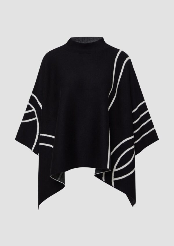Strickponcho aus Viskosemix mit Stehkragen