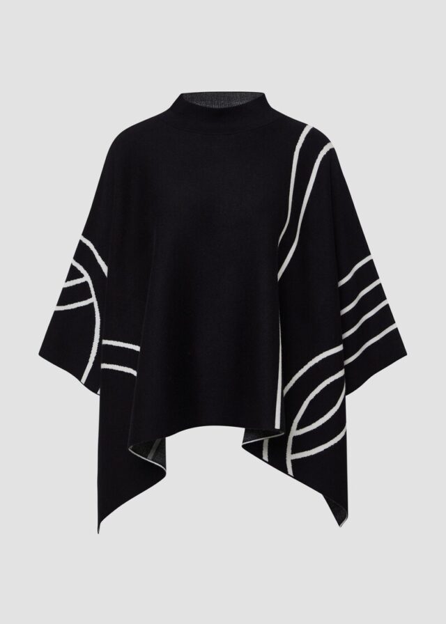 Strickponcho aus Viskosemix mit Stehkragen