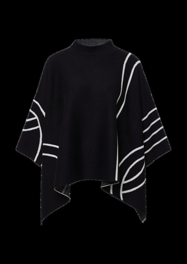 Strickponcho aus Viskosemix mit Stehkragen