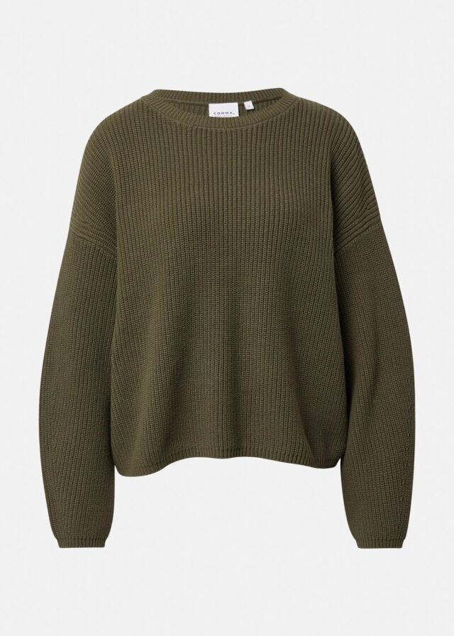 Cropped Strickpullover mit überschnittener Schulter