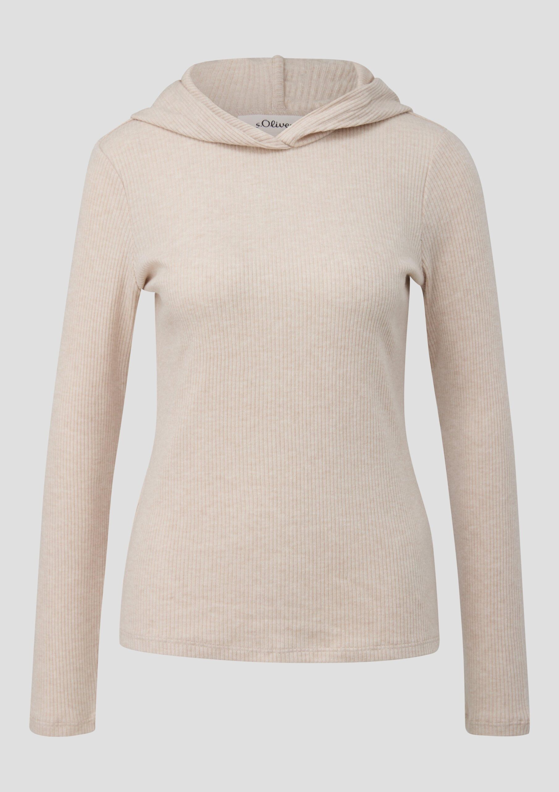 Geripptes Kapuzen-T-Shirt im Slim Fit