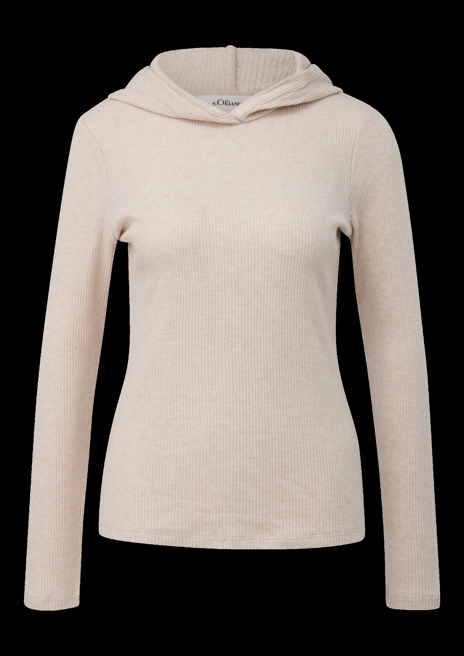 Geripptes Kapuzen-T-Shirt im Slim Fit