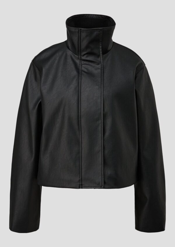 Gerade geschnittene Jacke in Lederoptik