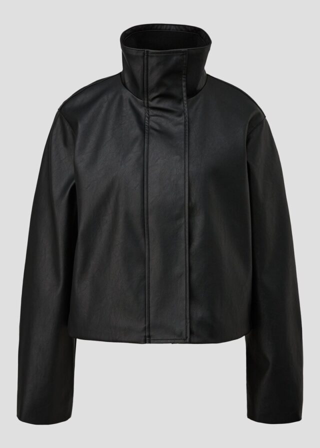 Gerade geschnittene Jacke in Lederoptik