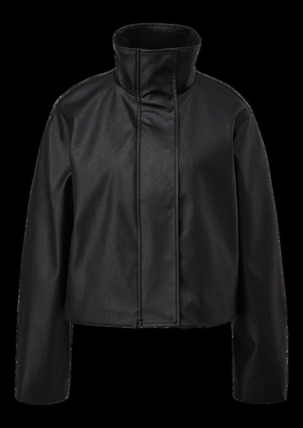 Gerade geschnittene Jacke in Lederoptik