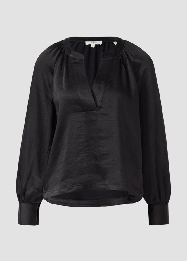 Bluse aus Satin mit tiefem V-Ausschnitt
