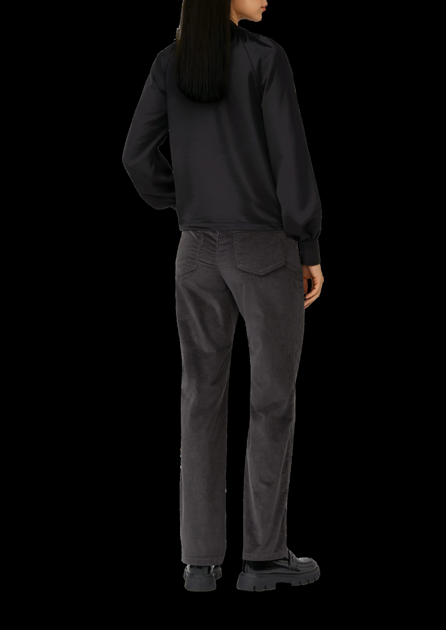 Bluse aus Satin mit tiefem V-Ausschnitt