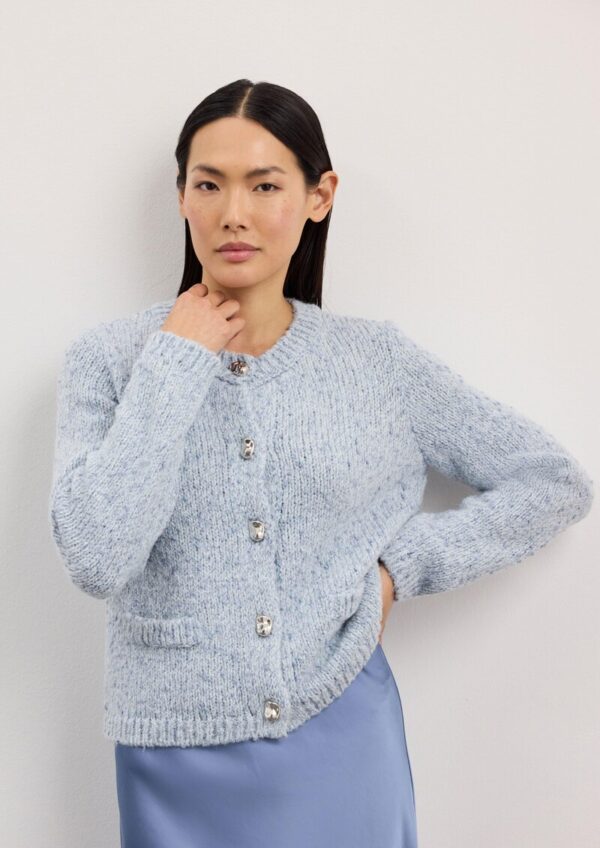 Strickjacke aus Alpakamix mit angedeuteten Taschen