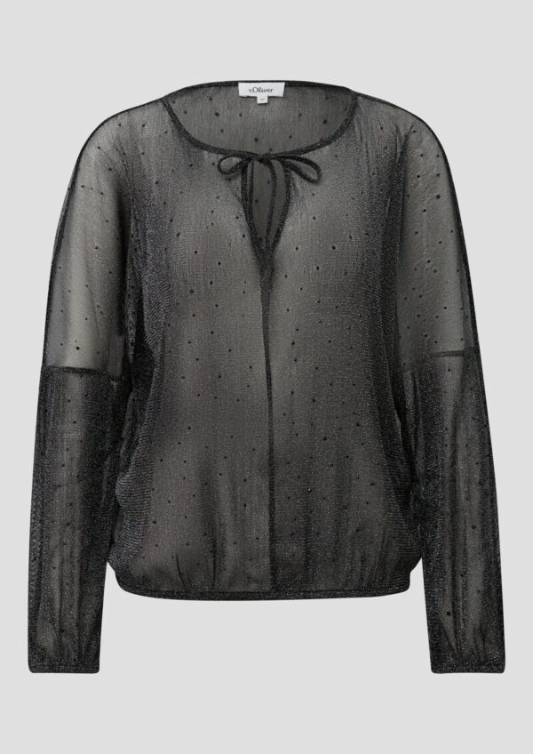Transparente Bluse mit Glitzergarn und Schmucksteinen