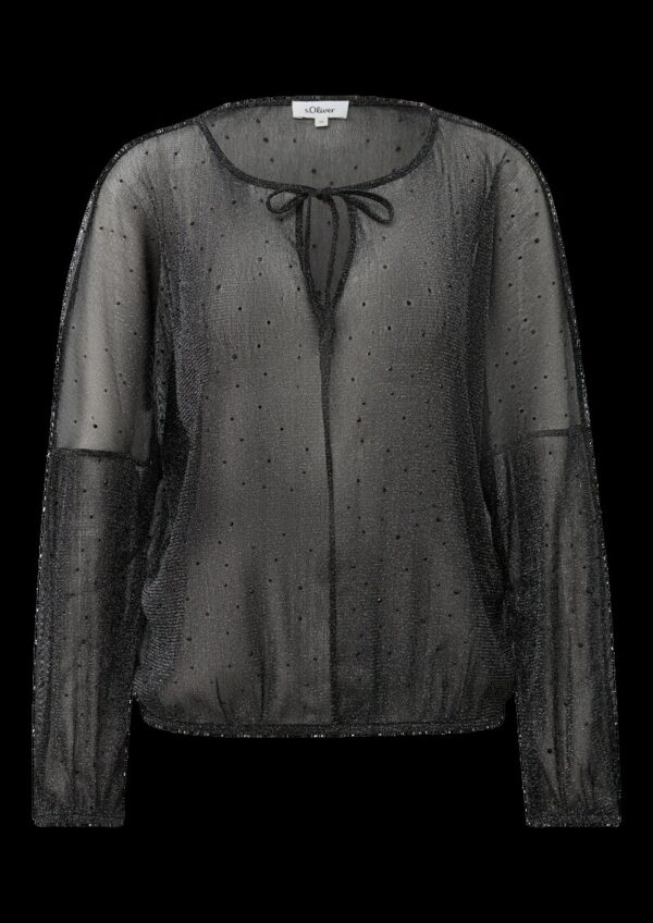 Transparente Bluse mit Glitzergarn und Schmucksteinen