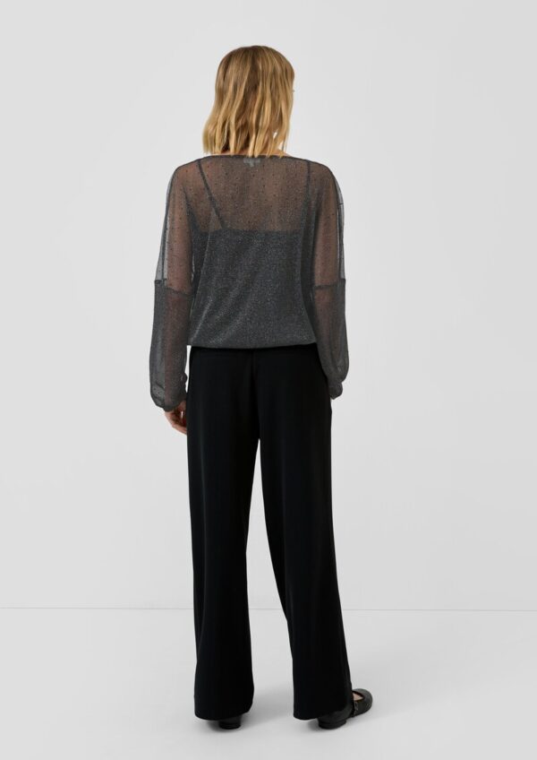 Transparente Bluse mit Glitzergarn und Schmucksteinen