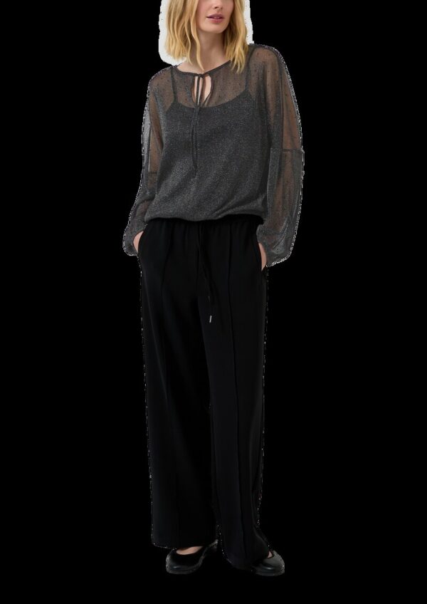 Transparente Bluse mit Glitzergarn und Schmucksteinen