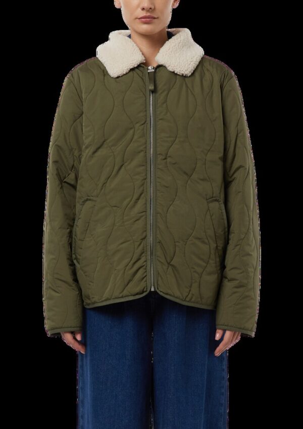 Oversized Steppjacke mit abnehmbarem Teddykragen