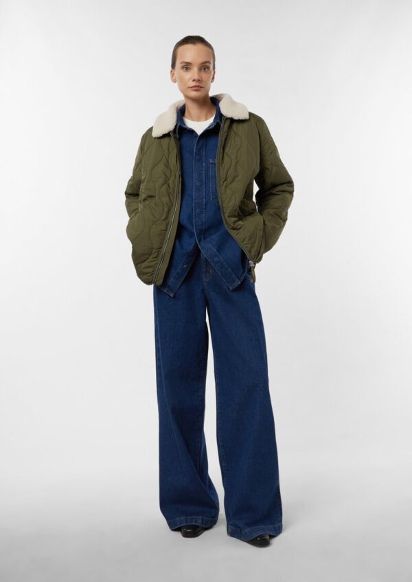 Oversized Steppjacke mit abnehmbarem Teddykragen