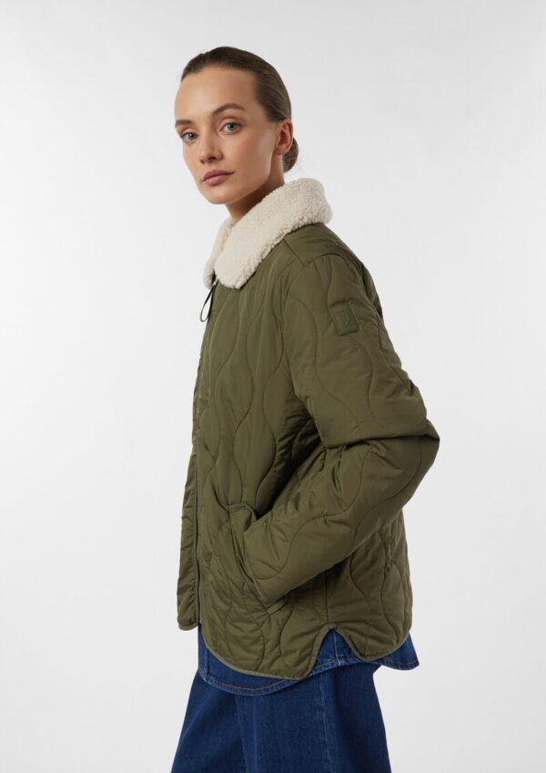 Oversized Steppjacke mit abnehmbarem Teddykragen