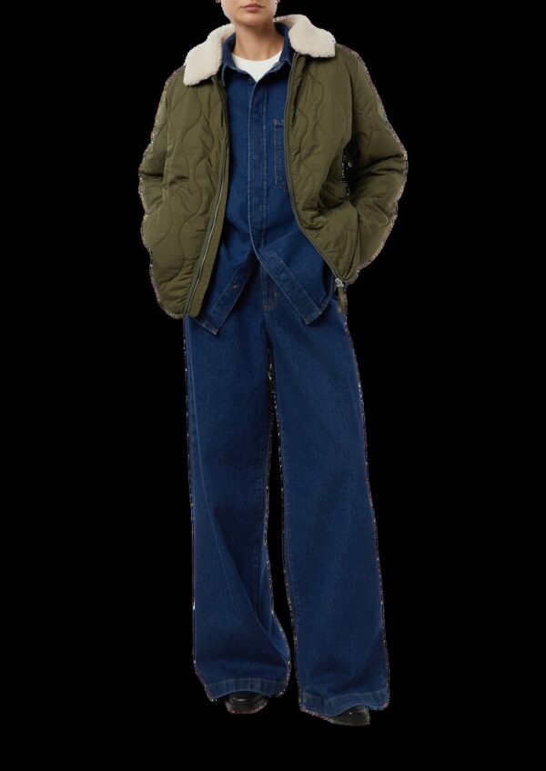 Oversized Steppjacke mit abnehmbarem Teddykragen