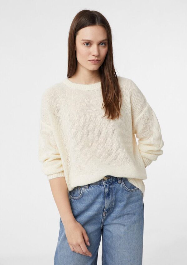 Strickpullover aus Alpakamix mit Zopfmuster am Ärmel