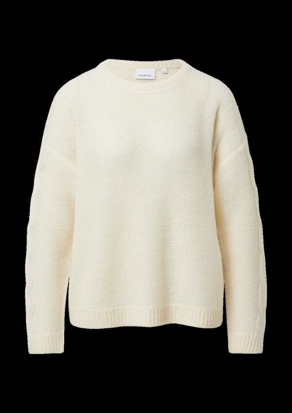 Strickpullover aus Alpakamix mit Zopfmuster am Ärmel