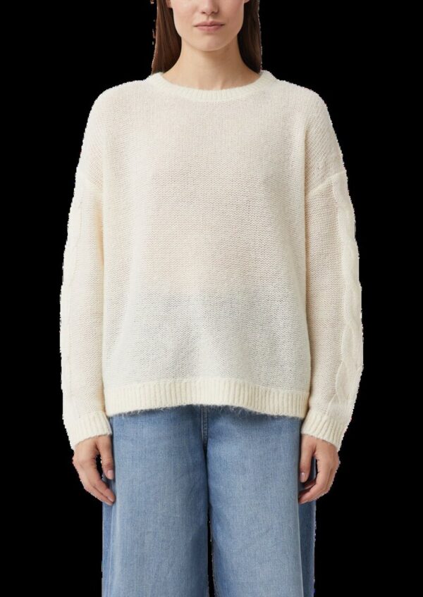 Strickpullover aus Alpakamix mit Zopfmuster am Ärmel