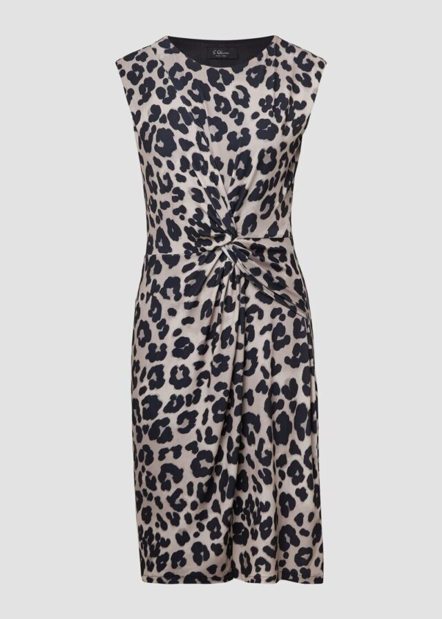 Ärmelloses Jersey-Kleid mit Knoten-Detail und Leo-Print