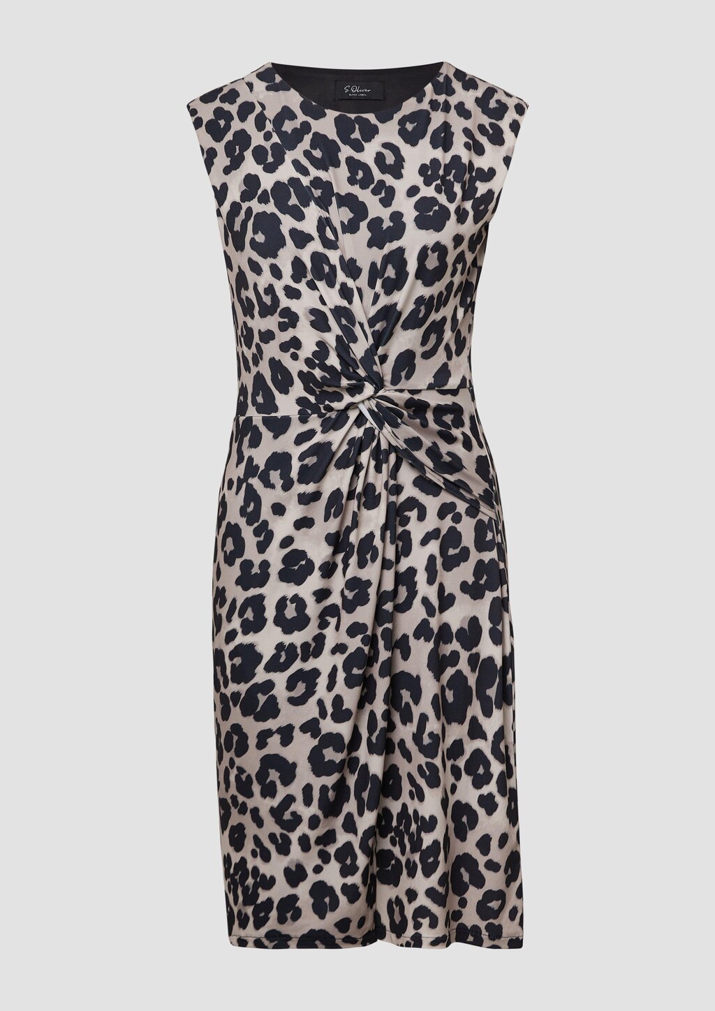 Ärmelloses Jersey-Kleid mit Knoten-Detail und Leo-Print