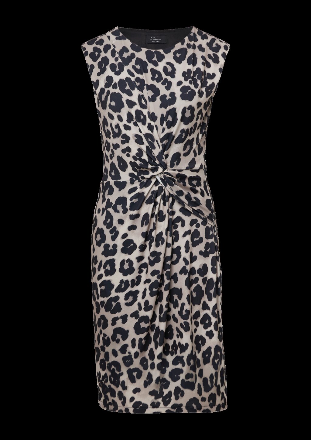 Ärmelloses Jersey-Kleid mit Knoten-Detail und Leo-Print