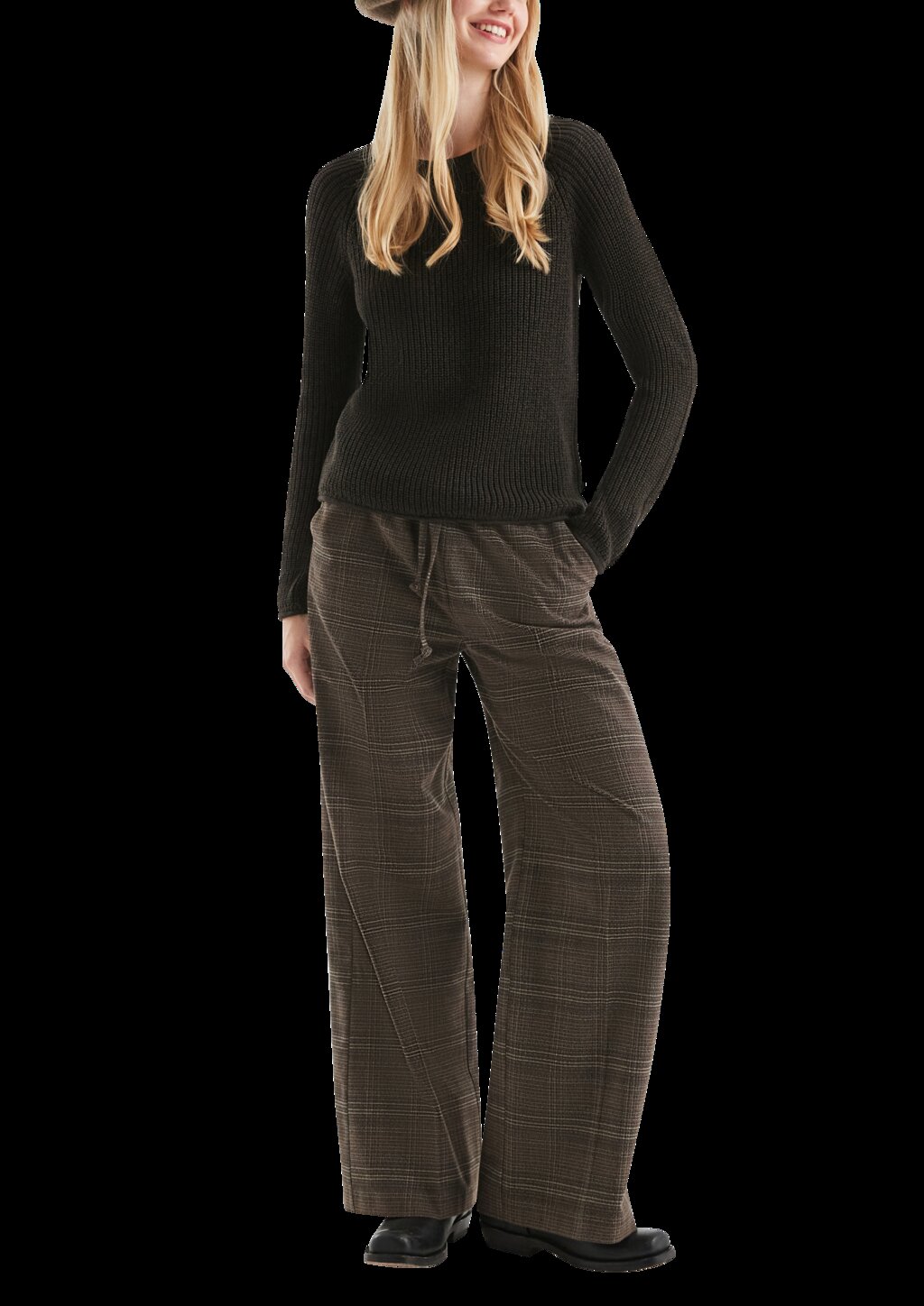 Melierter Strickpullover mit Raglanärmeln