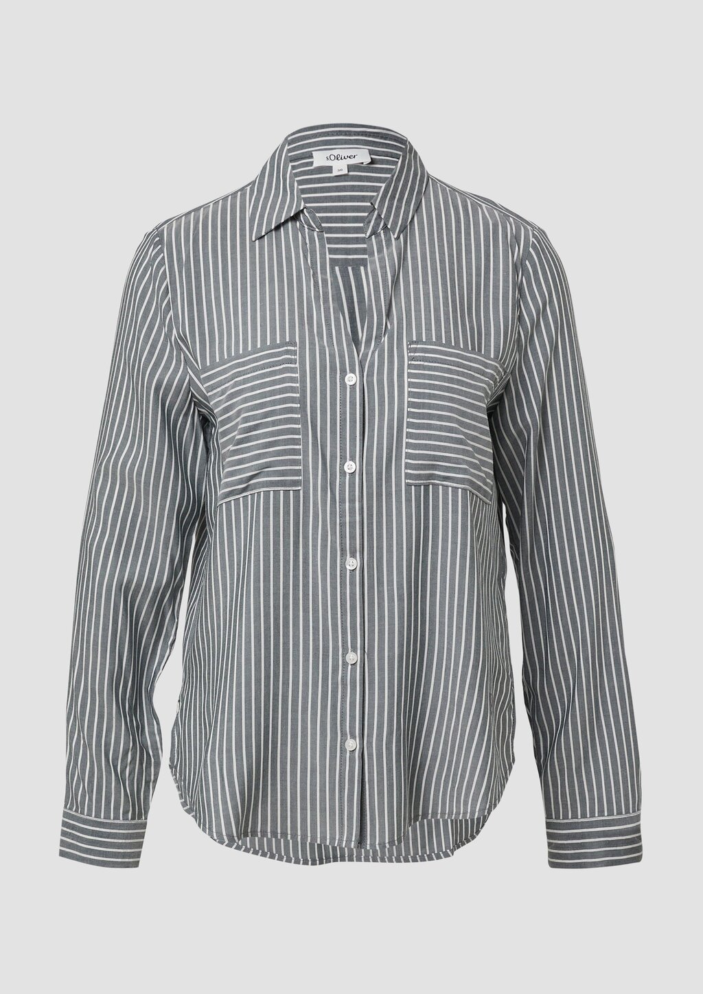 Streifenbluse mit aufgesetzten Taschen im Regular-Fit