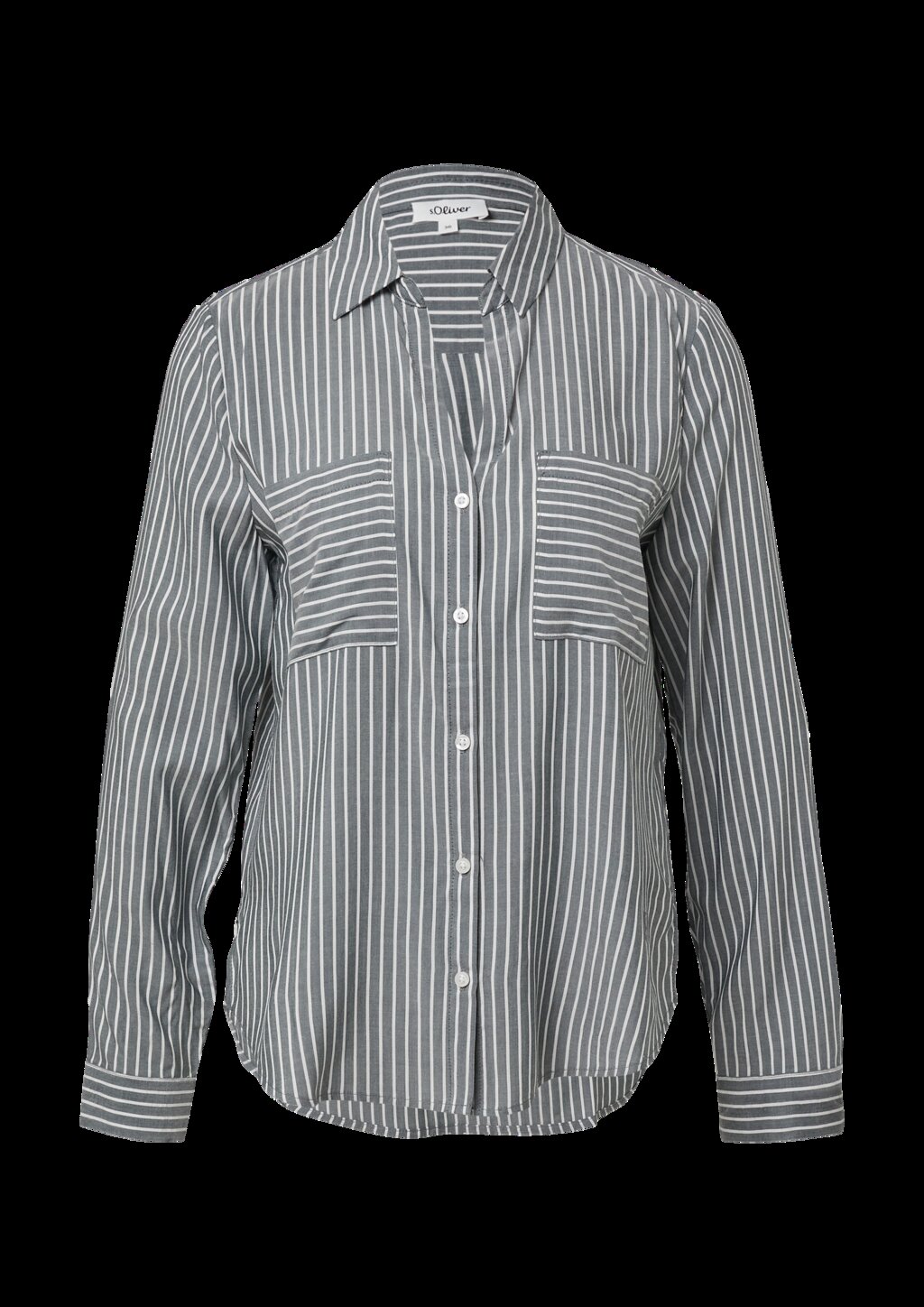 Streifenbluse mit aufgesetzten Taschen im Regular-Fit