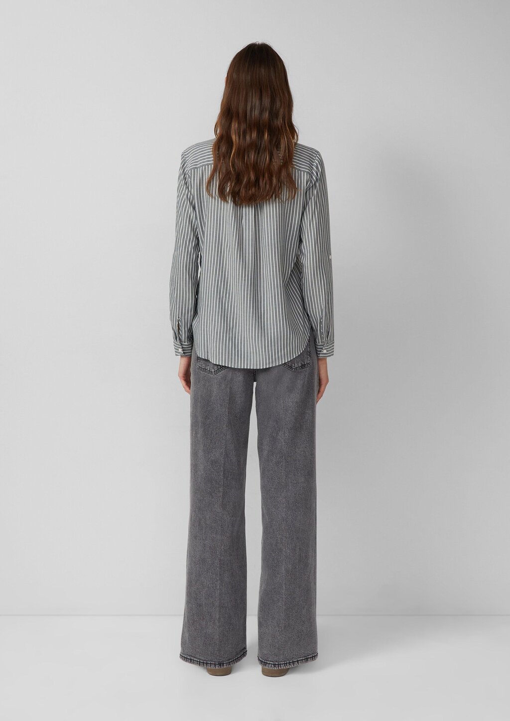 Streifenbluse mit aufgesetzten Taschen im Regular-Fit