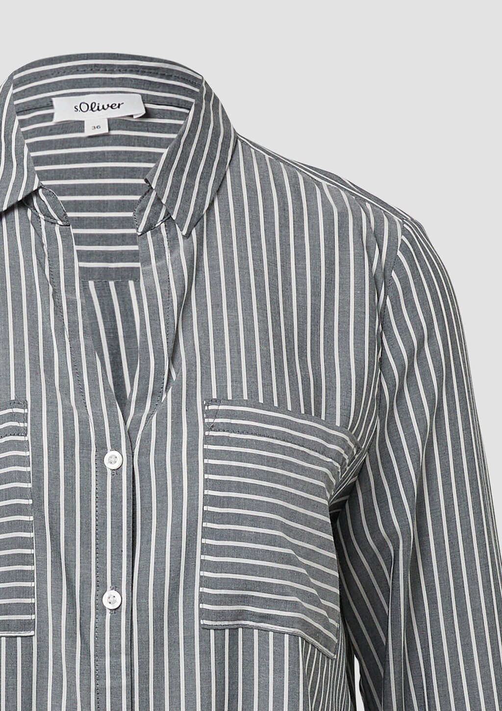 Streifenbluse mit aufgesetzten Taschen im Regular-Fit